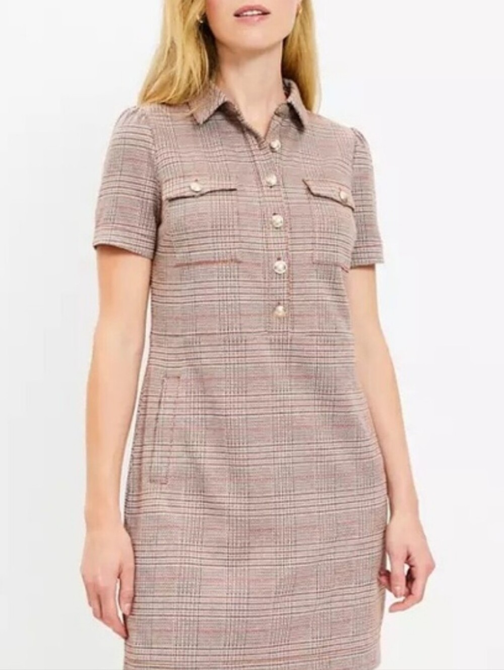 LOFT | Plaid Mini Shift Pocket Dress 14